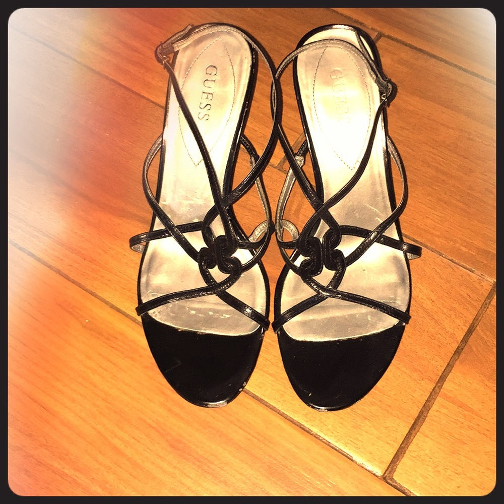 Guess Black Strappy Heels 8